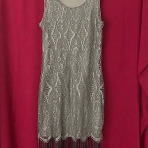 Venus silver lace/fringe dress